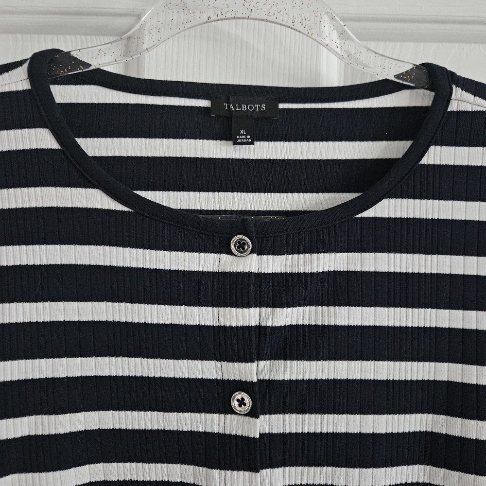 NWOT Talbots Variegated Ribbed Cardigan/Button Front Ribbed Top - Picture 7 of 10